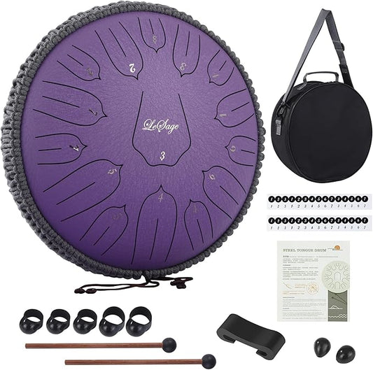 LeSage Steel Tongue Drums for Adults Ethereal Drum for Outside with Music Book Rain Meditation Drum for Relaxation Yoga Sound Healing Instruments