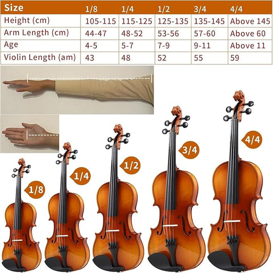 Professional Violin for Adults, Full Size 4/4, Classical String Musical Instrument, Performance Grade(1/2)(1/4)(3/4)(full)