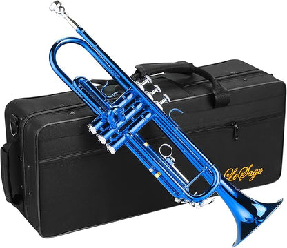 LeLeSage Standard Bb Flat Trumpet for Student Beginners Brass with 7c Mouthpiece Trumpet Cleaning Kit Valve Oil