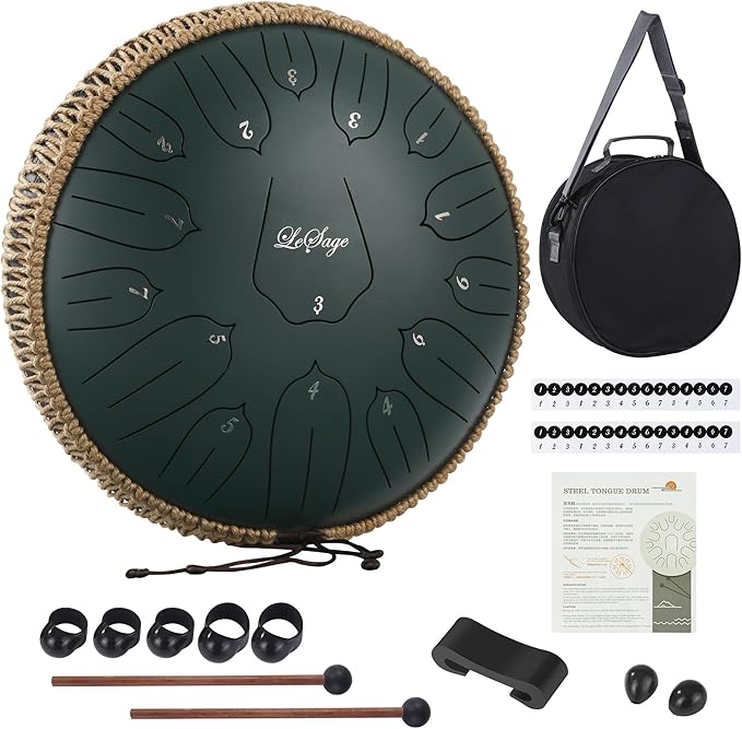 LeSage Steel Tongue Drums for Adults Ethereal Drum for Outside with Music Book Rain Meditation Drum for Relaxation Yoga Sound Healing Instruments