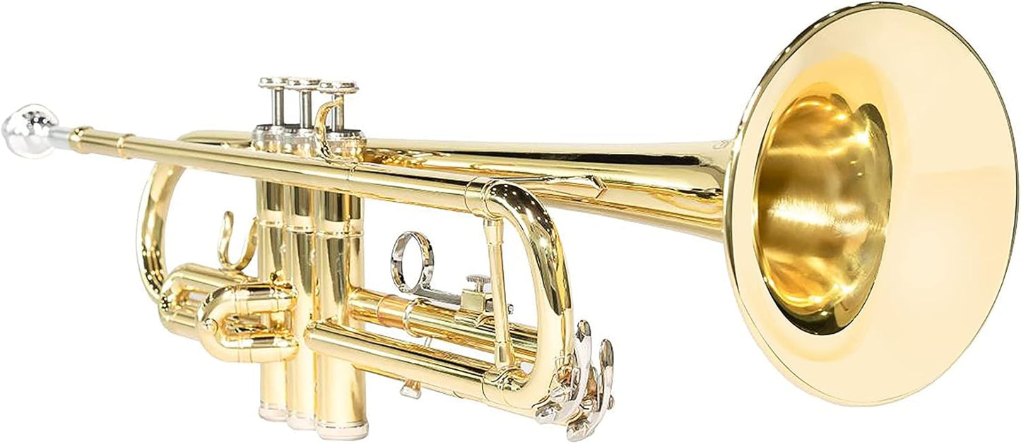 LeLeSage Standard Bb Flat Trumpet for Student Beginners Brass with 7c Mouthpiece Trumpet Cleaning Kit Valve Oil