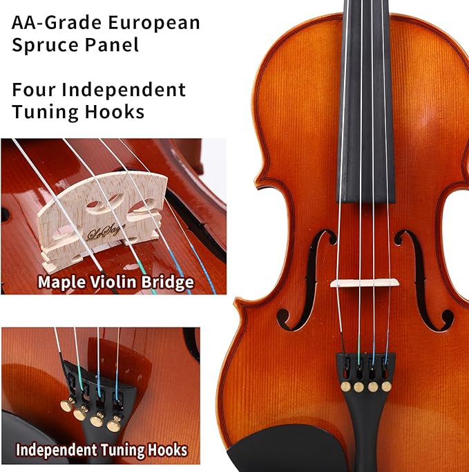 Professional Violin for Adults, Full Size 4/4, Classical String Musical Instrument, Performance Grade（1/2）（1/4）（3/4）（full）
