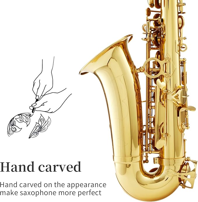 LeSage Alto Saxphone E Flat for Beginners Student School Band Alto Sax Gold Lacquer Music Instrument Saxofon With Carrying Sax Case