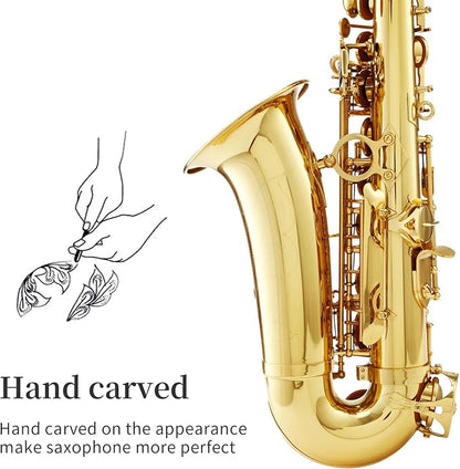 LeSage Alto Saxphone E Flat for Beginners Student School Band Alto Sax Gold Lacquer Music Instrument Saxofon With Carrying Sax Case