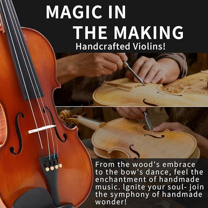 Professional Violin for Adults, Full Size 4/4, Classical String Musical Instrument, Performance Grade（1/2）（1/4）（3/4）（full）