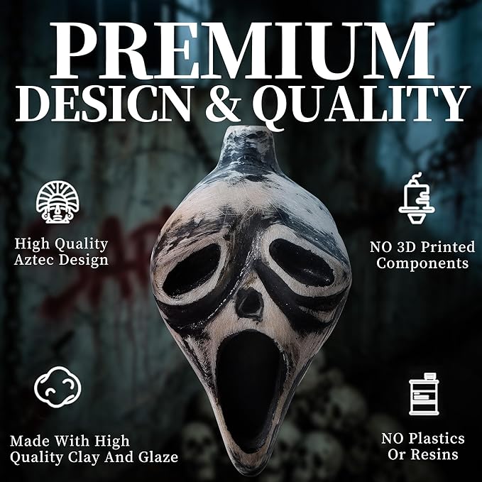 Aztec Death Whistle, Loudest Human Sounding Screams 125+ dB Skull Death Whistle Human Sounding