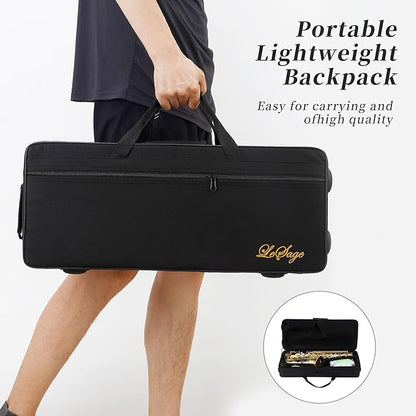 LeSage Alto Saxphone E Flat for Beginners Student School Band Alto Sax Gold Lacquer Music Instrument Saxofon With Carrying Sax Case