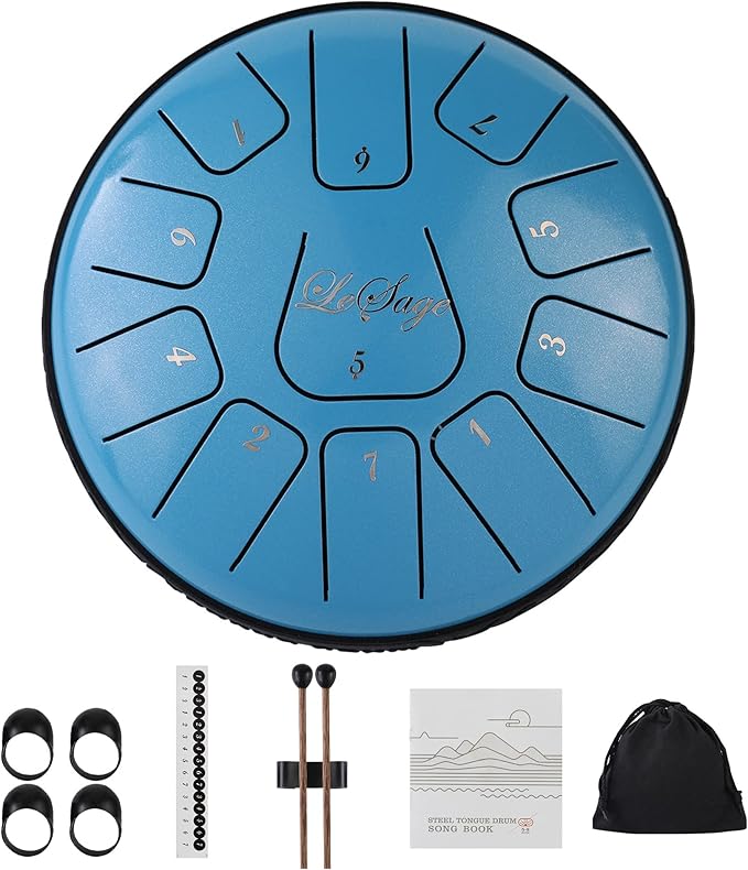 LeSage Steel Tongue Drums for Adults Ethereal Drum for Outside with Music Book Rain Meditation Drum for Relaxation Yoga Sound Healing Instruments