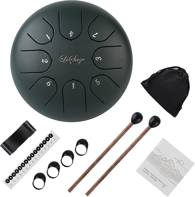 LeSage Steel Tongue Drums for Adults Ethereal Drum for Outside with Music Book Rain Meditation Drum for Relaxation Yoga Sound Healing Instruments