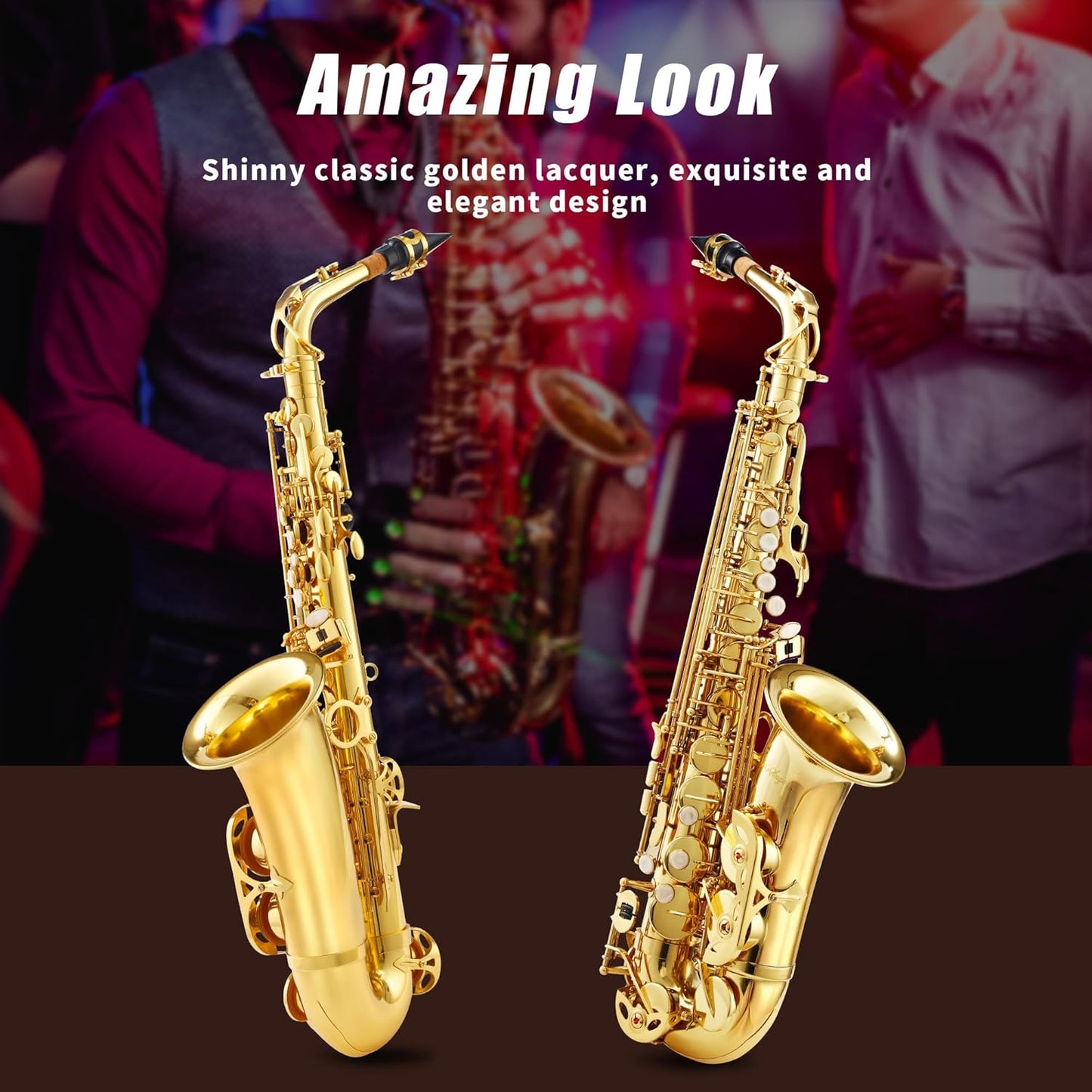 LeSage Alto Saxphone E Flat for Beginners Student School Band Alto Sax Gold Lacquer Music Instrument Saxofon With Carrying Sax Case